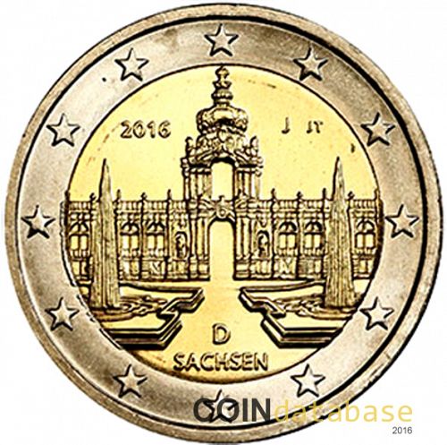2 € Obverse Image minted in GERMANY in 2016J (Saxony)  - The Coin Database