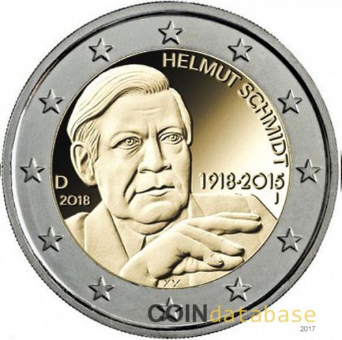 2 € Obverse Image minted in GERMANY in 2018J (Centenary of the Birth of Helmut Schmidt)  - The Coin Database