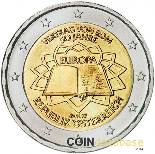 2 € Obverse Image minted in AUSTRIA in 2007 (50th anniversary of the Treaty of Rome)  - The Coin Database