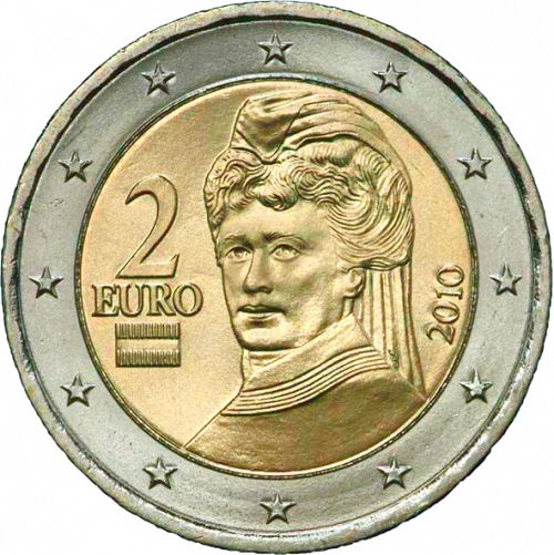 2 € Obverse Image minted in AUSTRIA in 2010 (1st Series - New Reverse)  - The Coin Database