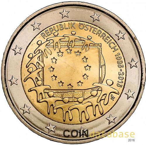 2 € Obverse Image minted in AUSTRIA in 2015 (30th anniversary of the European flag)  - The Coin Database