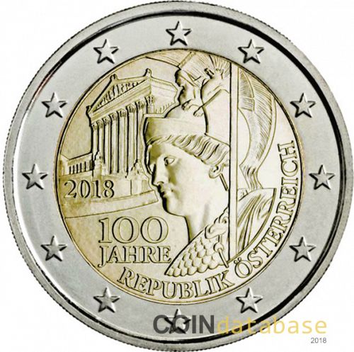 2 € Obverse Image minted in AUSTRIA in 2018 (100th anniversary of the Austrian Republic)  - The Coin Database