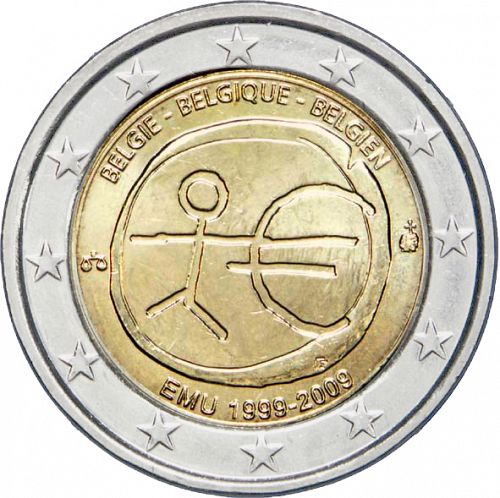 2 € Obverse Image minted in BELGIUM in 2009 (10th anniversary of Economic and Monetary Union)  - The Coin Database