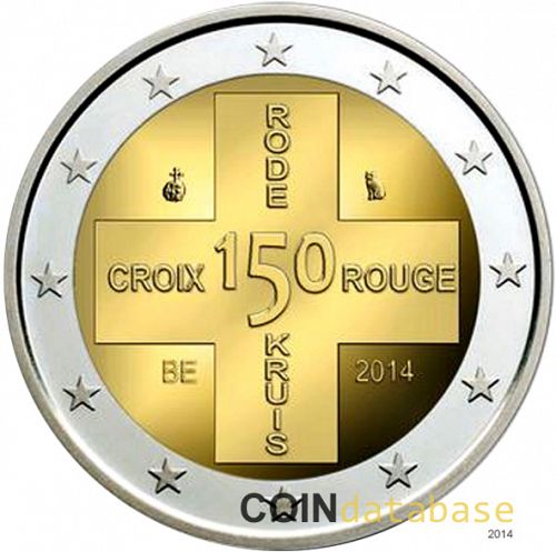 2 € Obverse Image minted in BELGIUM in 2014 (150th anniversary of Belgian Red Cross)  - The Coin Database