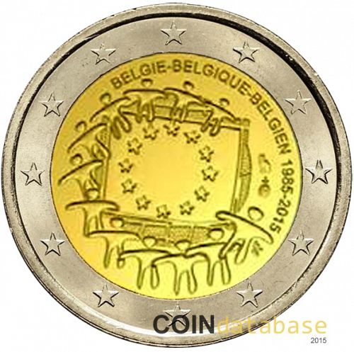 2 € Obverse Image minted in BELGIUM in 2015 (30th anniversary of the European flag)  - The Coin Database