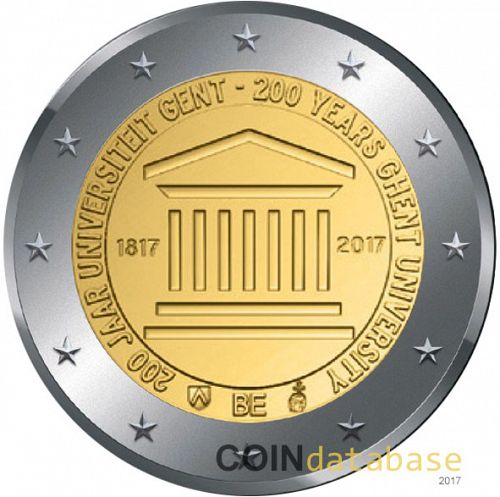 2 € Obverse Image minted in BELGIUM in 2017 (200th anniversary of the University of Ghent)  - The Coin Database