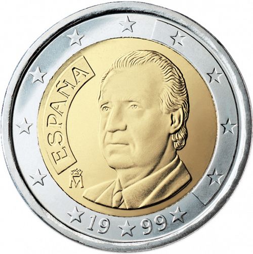 2 € Obverse Image minted in SPAIN in 1999 (JUAN CARLOS I)  - The Coin Database