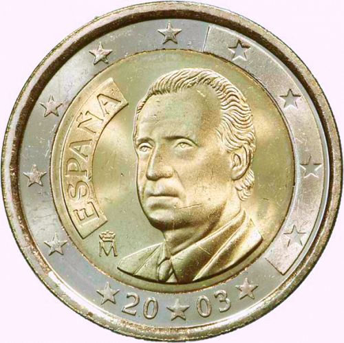 2 € Obverse Image minted in SPAIN in 2003 (JUAN CARLOS I)  - The Coin Database
