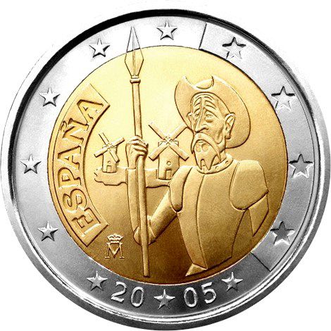2 € Obverse Image minted in SPAIN in 2005 (4th Centenary of Don Quixote)  - The Coin Database