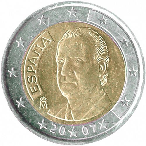 2 € Obverse Image minted in SPAIN in 2007 (JUAN CARLOS I - New Reverse)  - The Coin Database