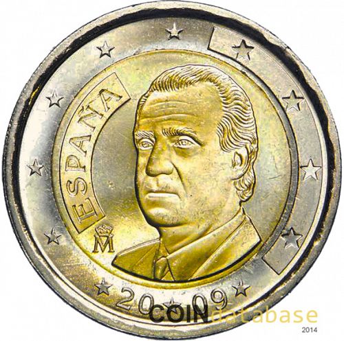 2 € Obverse Image minted in SPAIN in 2009 (JUAN CARLOS I - New Reverse)  - The Coin Database