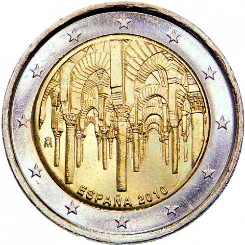 2 € Obverse Image minted in SPAIN in 2010 (Cordoba's historic centre – UNESCO World Heritage Series)  - The Coin Database