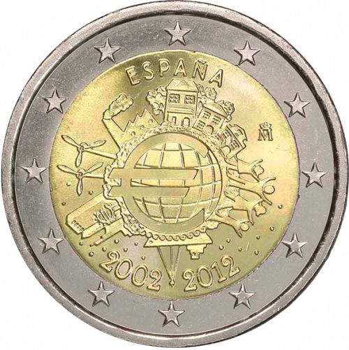 2 € Obverse Image minted in SPAIN in 2012 (10th Anniversary of euro banknotes and coins)  - The Coin Database