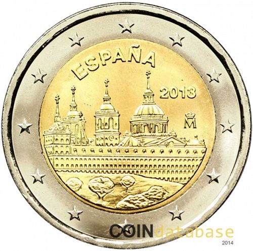 2 € Obverse Image minted in SPAIN in 2013 (El Escorial Monastery – UNESCO World Heritage Series)  - The Coin Database
