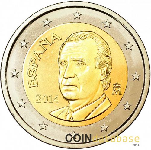 2 € Obverse Image minted in SPAIN in 2014 (JUAN CARLOS I - 2nd Series)  - The Coin Database