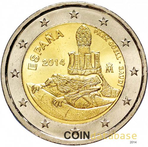 Set Reverse Image minted in SPAIN in 2014 (2€ Commemorative PROOF)  - The Coin Database