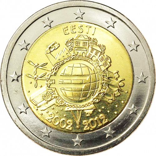2 € Obverse Image minted in ESTONIA in 2012 (10th anniversary of euro banknotes and coins)  - The Coin Database
