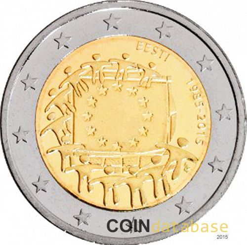 2 € Obverse Image minted in ESTONIA in 2015 (30th anniversary of the European flag)  - The Coin Database