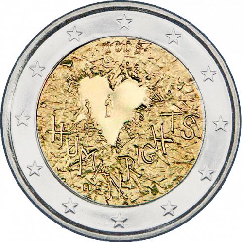 2 € Obverse Image minted in FINLAND in 2008 (60th Anniversary of the Universal Declaration of Human Rights)  - The Coin Database