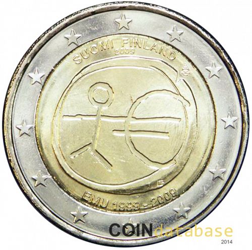 2 € Obverse Image minted in FINLAND in 2009 (10th anniversary of Economic and Monetary Union)  - The Coin Database