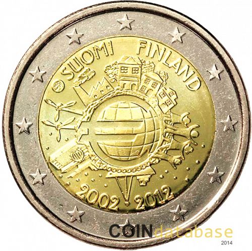 2 € Obverse Image minted in FINLAND in 2012 (10th anniversary of euro banknotes and coins)  - The Coin Database