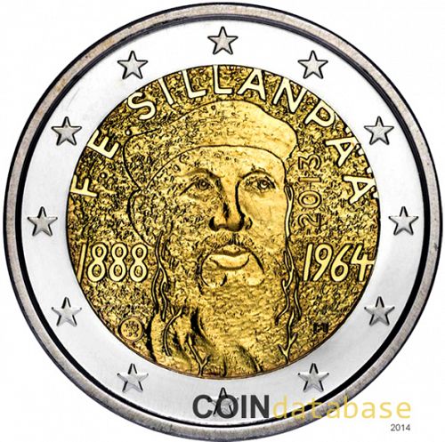 2 € Obverse Image minted in FINLAND in 2013 (125th anniversary of birth of Frans Emil Sillanpää)  - The Coin Database