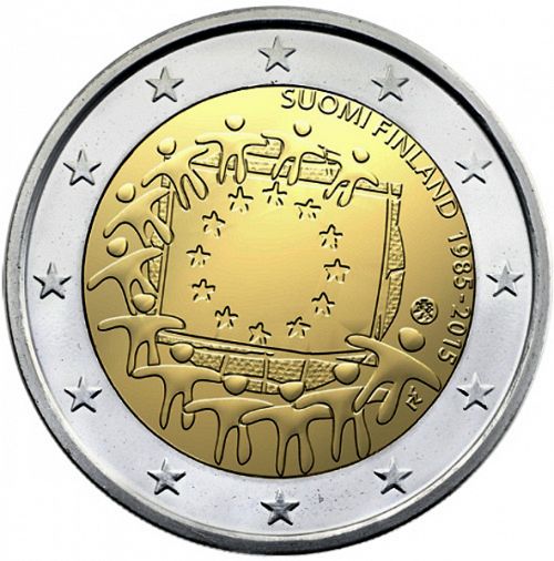 2 € Obverse Image minted in FINLAND in 2015 (30th anniversary of the European flag)  - The Coin Database