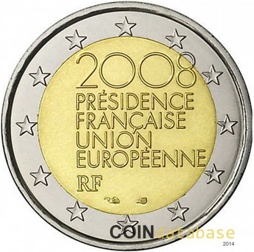 2 € Obverse Image minted in FRANCE in 2008 (50th Anniversary of the Fifth French Republic)  - The Coin Database