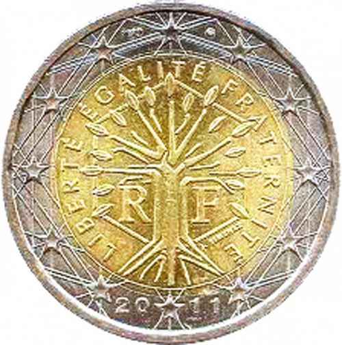 2 € Obverse Image minted in FRANCE in 2011 (1st Series - New Reverse)  - The Coin Database