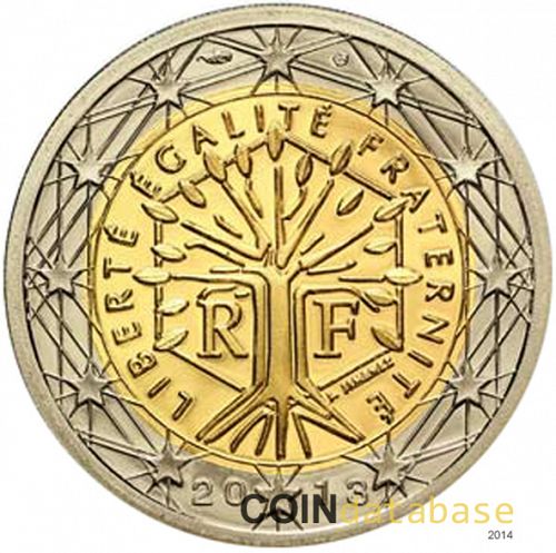 2 € Obverse Image minted in FRANCE in 2013 (1st Series - New Reverse)  - The Coin Database