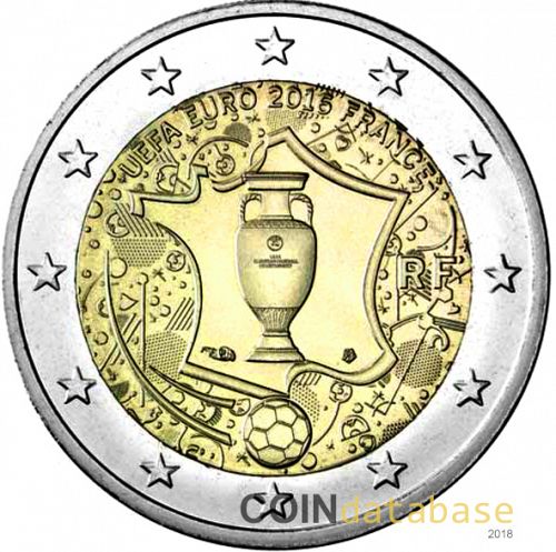 2 € Obverse Image minted in FRANCE in 2016 (Euro Cup France 2016)  - The Coin Database