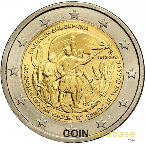 2 € Obverse Image minted in GREECE in 2013 (100th anniversary of the accession of Crete to Greece)  - The Coin Database