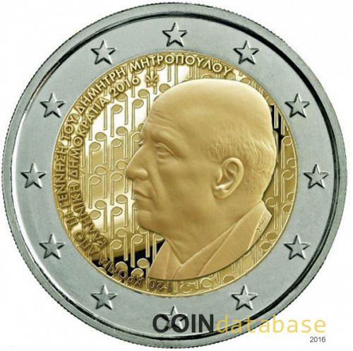 2 € Obverse Image minted in GREECE in 2016 (120th anniversary of the birth of Dimitri Mitropoulos)  - The Coin Database