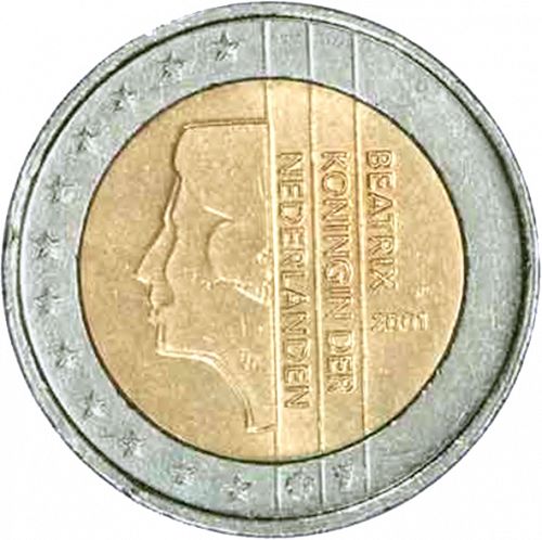 2 € Obverse Image minted in NETHERLANDS in 2001 (BEATRIX)  - The Coin Database