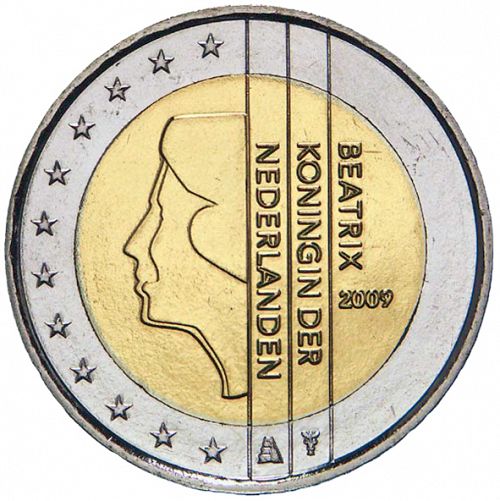 2 € Obverse Image minted in NETHERLANDS in 2009 (BEATRIX - New Reverse)  - The Coin Database