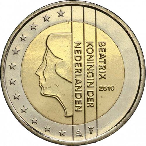 2 € Obverse Image minted in NETHERLANDS in 2010 (BEATRIX - New Reverse)  - The Coin Database
