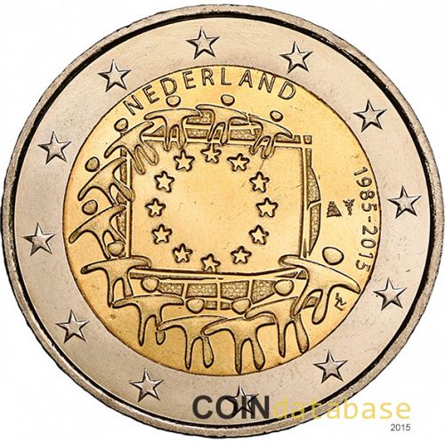 2 € Obverse Image minted in NETHERLANDS in 2015 (30th  anniversary of the European flag)  - The Coin Database