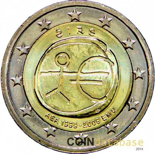 2 € Obverse Image minted in IRELAND in 2009 (10th Anniversary of Economic and Monetary Union)  - The Coin Database