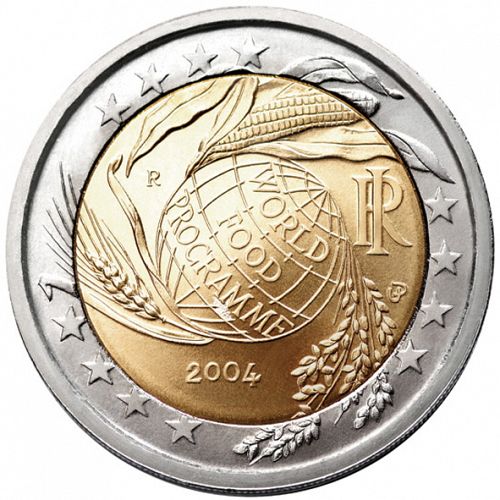 2 € Obverse Image minted in ITALY in 2004 (Fifth decade of the World Food Programme)  - The Coin Database