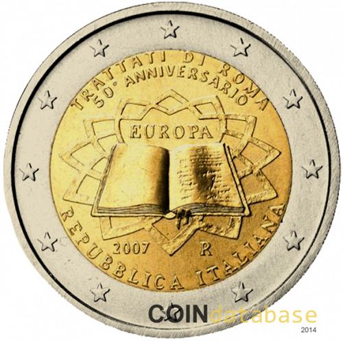 2 € Obverse Image minted in ITALY in 2007 (50th anniversary of the Treaty of Rome)  - The Coin Database