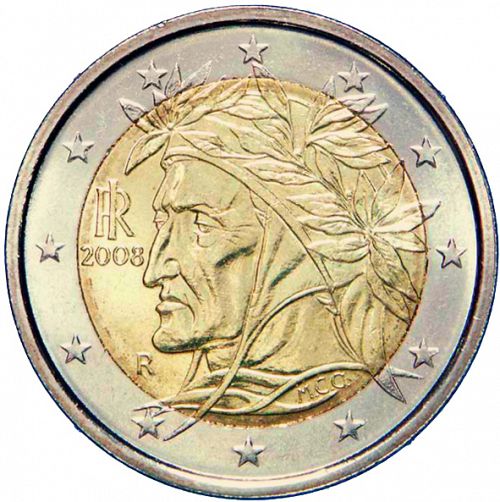 2 € Obverse Image minted in ITALY in 2008 (1st Series  - New Reverse)  - The Coin Database