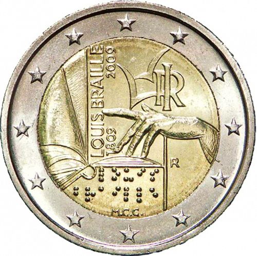 2 € Obverse Image minted in ITALY in 2009 (200th anniversary of Loius Braille's birth)  - The Coin Database