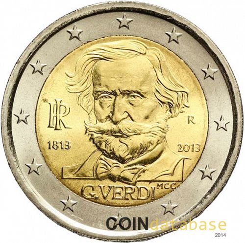 2 € Obverse Image minted in ITALY in 2013 (200th anniversary of the birth of Giuseppe Verdi)  - The Coin Database