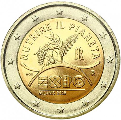 2 € Obverse Image minted in ITALY in 2015 (Universal Exposition of Milan, EXPO 2015)  - The Coin Database