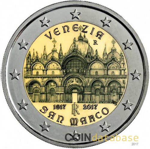 2 € Obverse Image minted in ITALY in 2017 (400th anniversary of the completion of the Basilica of San Marco in Venice)  - The Coin Database