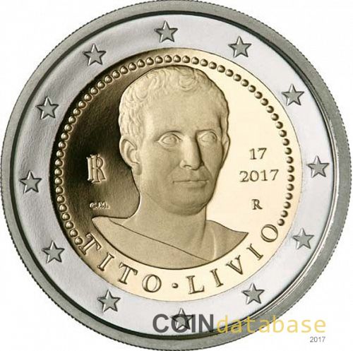 2 € Obverse Image minted in ITALY in 2017 (Bimillennium of the Death of Titus Livio)  - The Coin Database