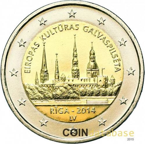 2 € Obverse Image minted in LATVIA in 2014 (Riga, European Capital of Culture 2014)  - The Coin Database