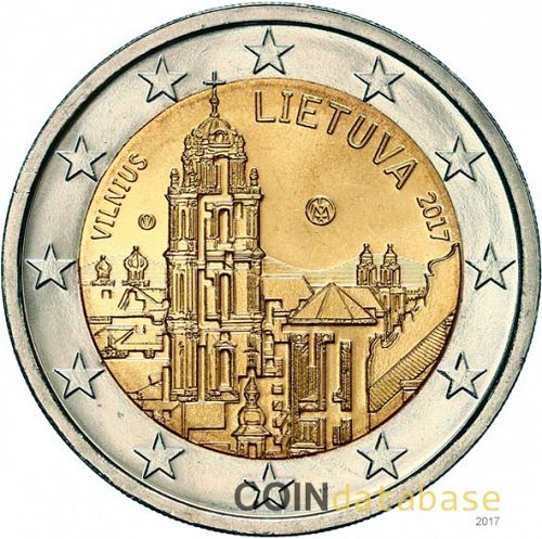 2 € Obverse Image minted in LITHUANIA in 2017 (Vilnius, Cultural and Artistic Capital of the State)  - The Coin Database