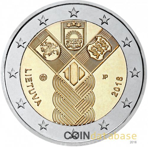 2 € Obverse Image minted in LITHUANIA in 2018 (Centenary of the Foundation of the Independent Baltic States)  - The Coin Database