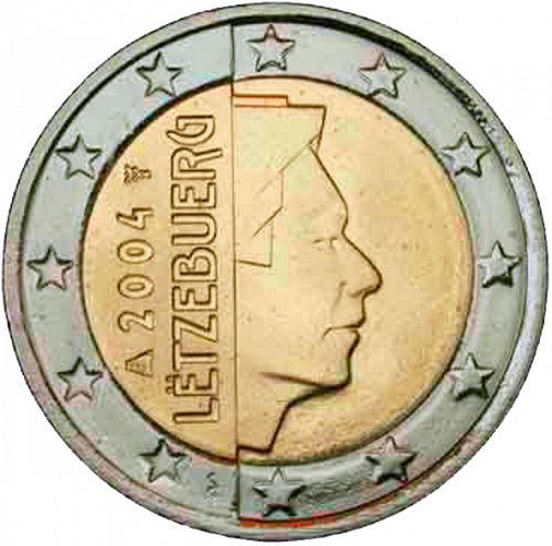 2 € Obverse Image minted in LUXEMBOURG in 2004 (GRAND DUKE HENRI)  - The Coin Database